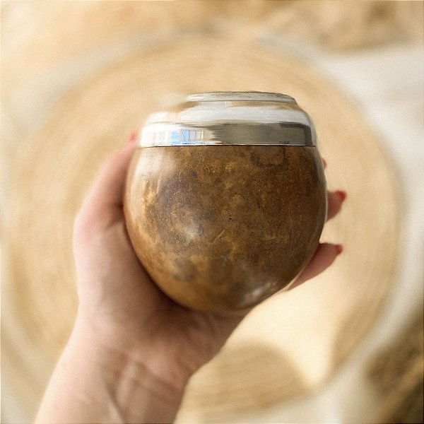 Cuia de Chimarrão Porongo Coquinho Sem Pé - Bocal em Inox