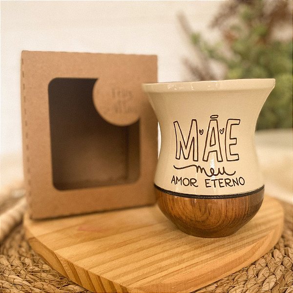 Cuia de Chimarrão Madeira Nude Personalizada + Caixa