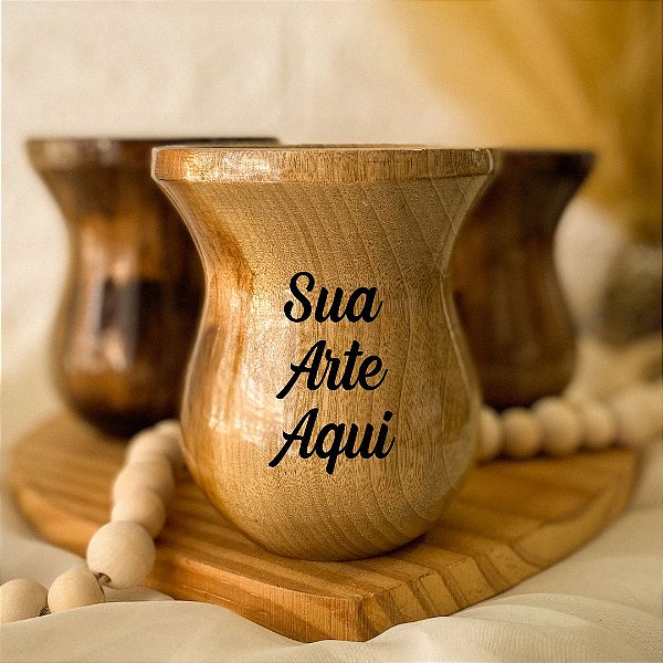 Cuia De Chimarrão Inteira Natural Madeira Personalizada