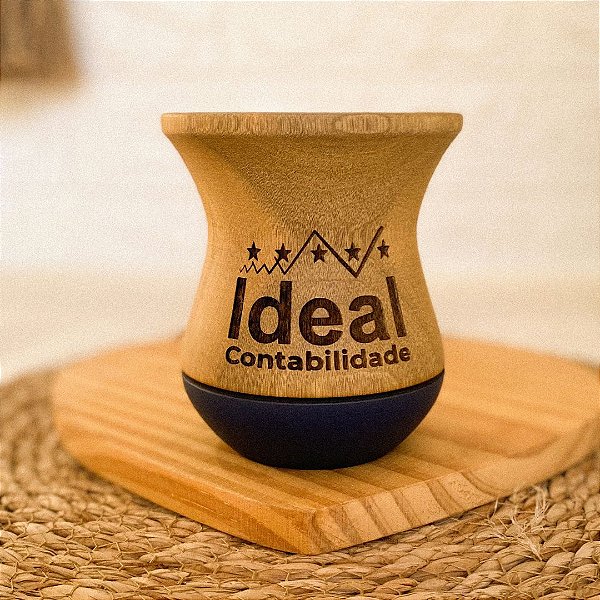 Cuia de Chimarrão Invertida Azul Fosca Madeira Personalizada