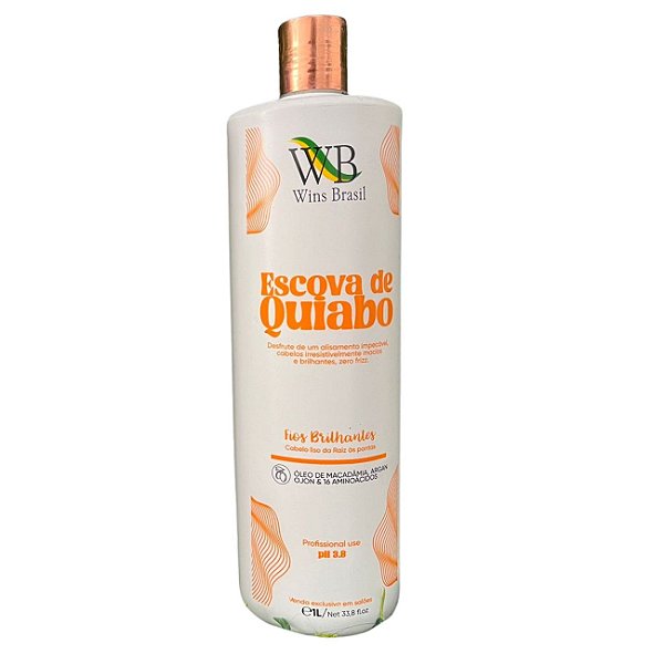 Escova de Quiabo WB Brasil Progressiva Profissional Sem Formol Óleo de Argan Alisamento Capilar com Brilho e Maciez