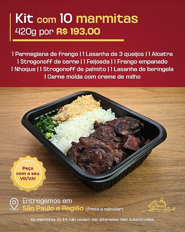 Kit com 10 marmitas de 420g