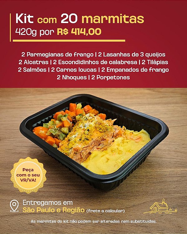 Kit com 20 marmitas de 420g