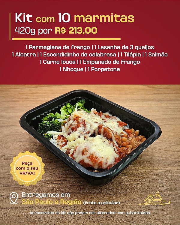 Kit com 10 marmitas de 420g