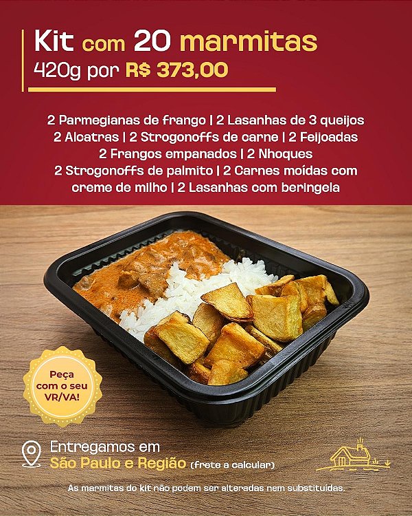 Kit com 20 marmitas de 420g