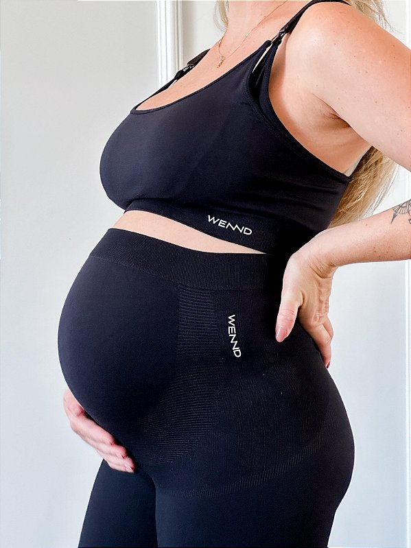 Top duplo com sutiã de amamentação Mommy Preto