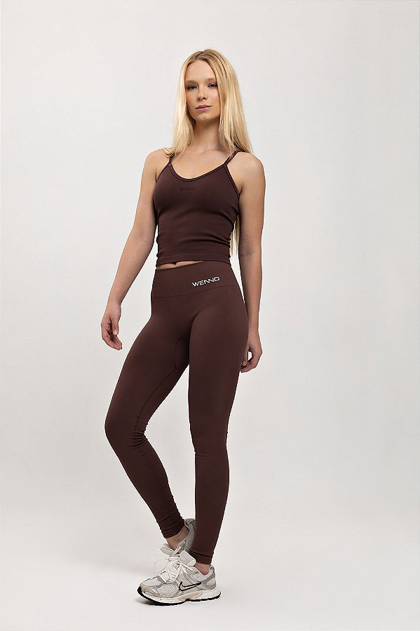 Legging Fitness Seamless Glam Modeladora Marrom Chocolate