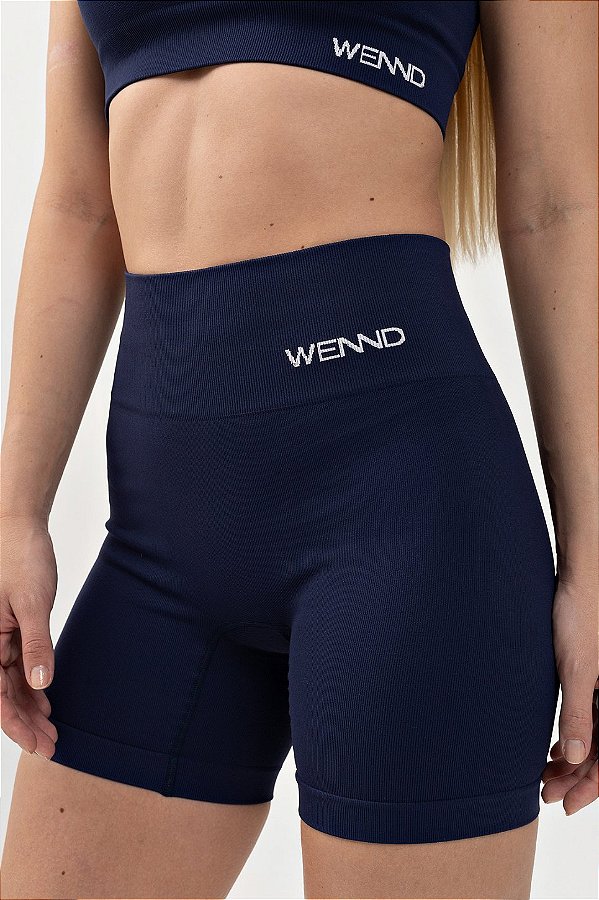 Short Fitness Seamless Lovely Canelado Azul Dior