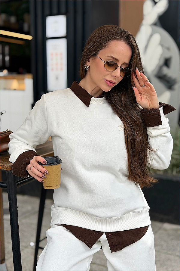 Agasalho Moletom Premium Essenza Off White