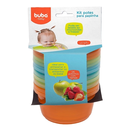 Kit Potes para Papinha com 06 Unidades Buba