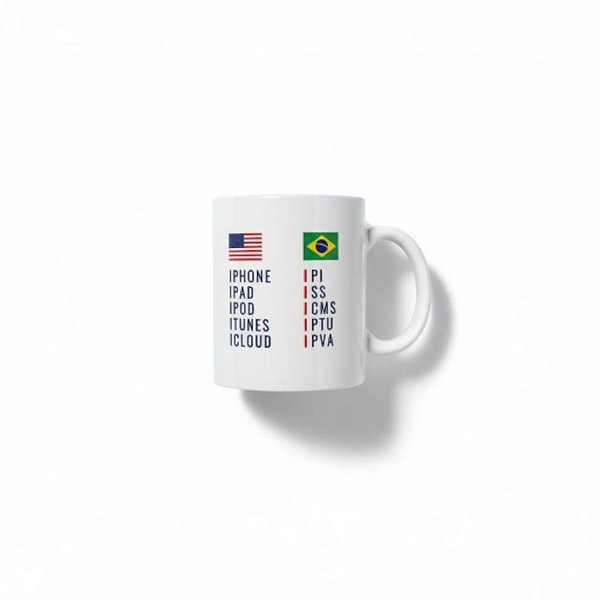 Caneca Brasil x EUA o i que cada um tem