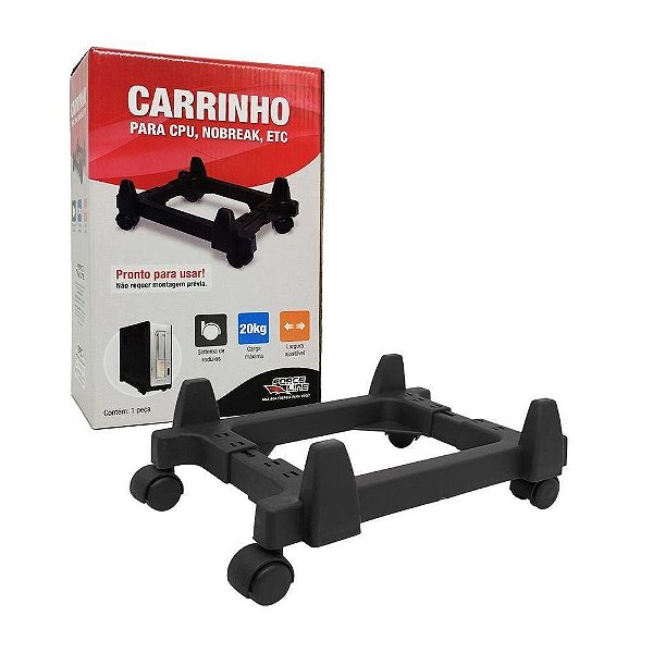 Carrinho Suporte Cpu Computador No-Break com Rodinhas Preto - Force Line 4624