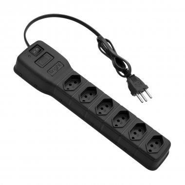Filtro de Energia com 06 Tomadas Preto-Bright
