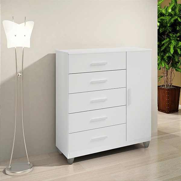 Cômoda Sapateira Gaveteiro Multiuso 1 Porta 5 Gavetas Frete