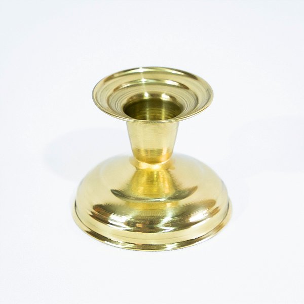 Castiçal Dourado de Latão Suporte 1 Vela Igreja Comum 6cm