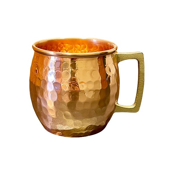 Caneca Barril Cobre Martelada Alça Bronze Moscow Mule 450ml