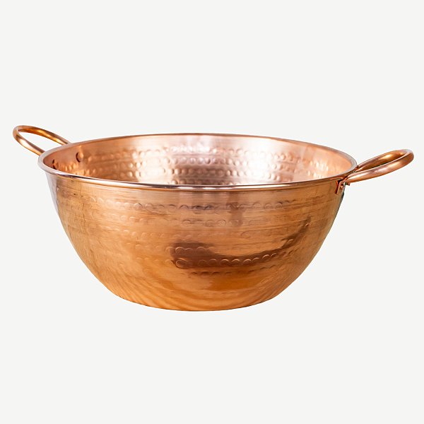 Tacho de Cobre Puro Artesanal com Alças para Doce