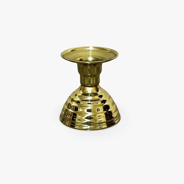 Castiçal Porta Vela Dourado Latão Decoração Mesa Compacto