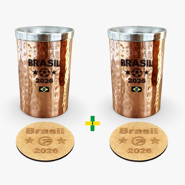 Kit 2 Porta Lata Térmico Cobre Brasil Copa 2026 Copo 2x1