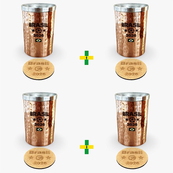 Kit 4 Porta Lata Térmico Cobre Brasil Copa 2026 Copo 2x1