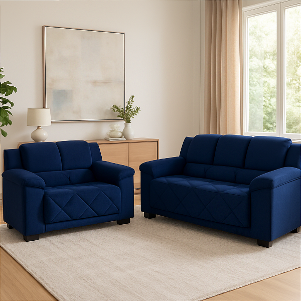 Conjunto Sofá  - 2 / 3 Lugares  - Tec.Platinum (Azul Marinho)