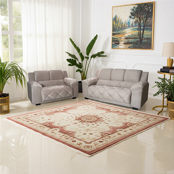 Conjunto Sofá  - 2 / 3 Lugares  - Tec.Platinum (Tabaco)