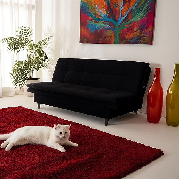 Sofá Cama  - Tec.Platinum  (Preto)