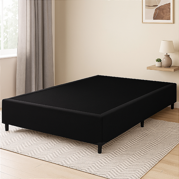 Base Box - Casal  - (1,38x1.88x0.30) - Suede Preto