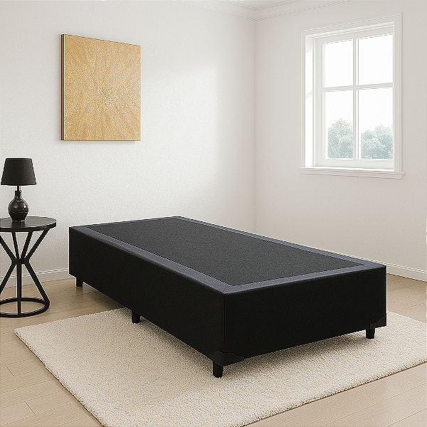 Base Box -  Solteiro -  (0.88x1.88x0.30) - Suede Preto