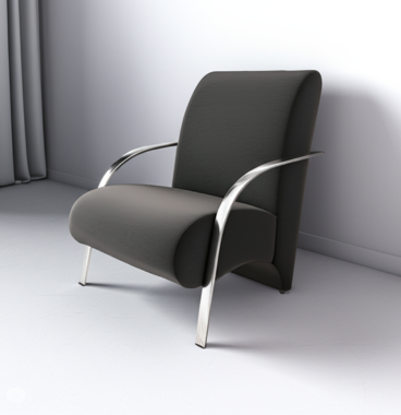 Poltrona - Braço Metálico - Veludo (Cinza)