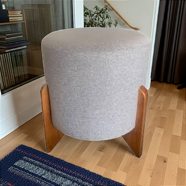 Puff - Redondo - Linho (Cinza)