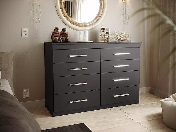 Cômoda - 8G - Genova plus - Preto Fosco