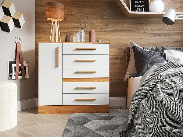 Cômoda - 1P 5G  - Advantage - Freijó e Off-White