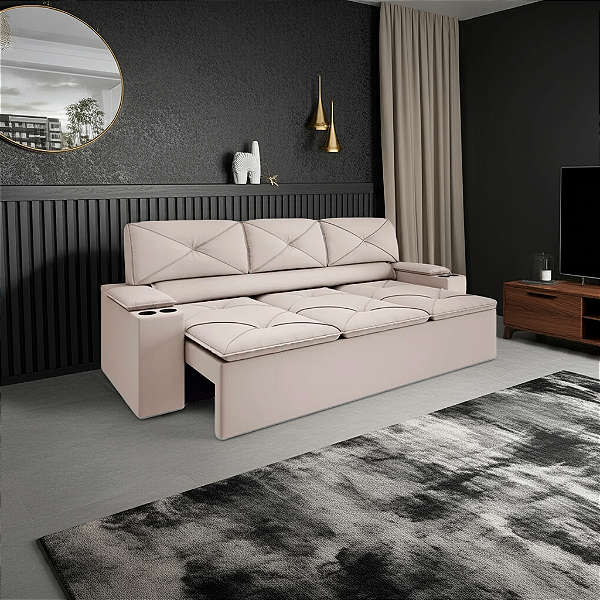 Sofá - 2,05m - Velosuede (Areia)