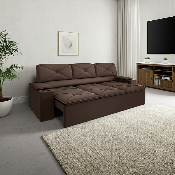 Sofá - 2,05m - Velosuede (Chocolate)