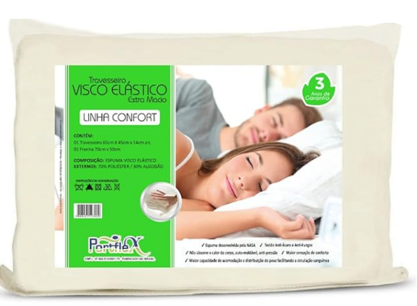 Travesseiro - NASA Visco elástico -  65 cm x 45 cm