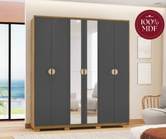 Guarda Roupa - 6P- Noronha - C/ Espenho - Imbuia/Fendi