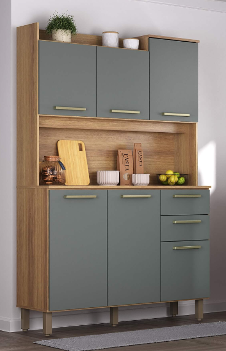 Cozinha Compacta 351 - 6P - 1,20M  - Cinza Supremo