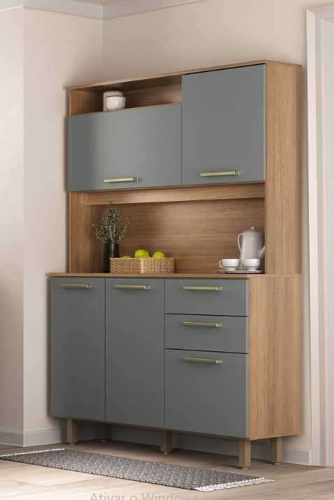 Cozinha Compacta 352 - 5P - 1,30M  - Cinza Supremo