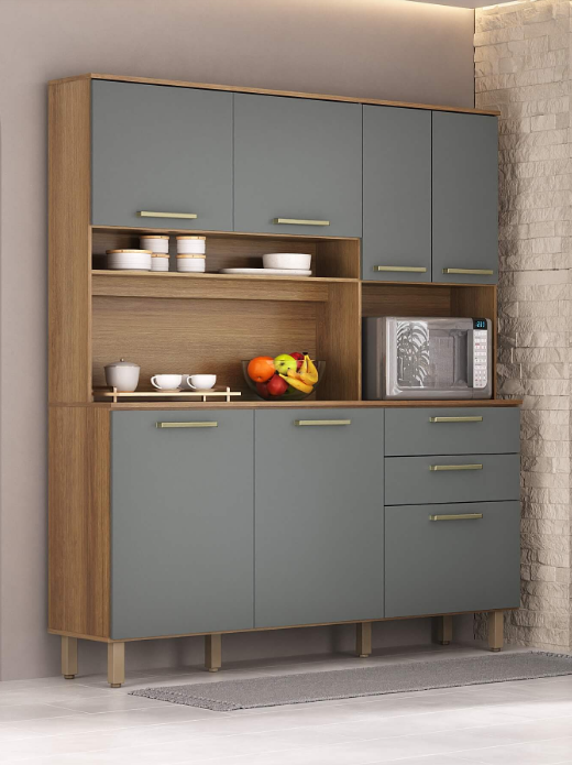 Cozinha Compacta 353 - 7P - 1,65M  - Cinza Supremo