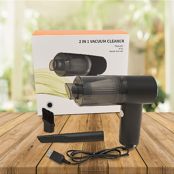 Mini Aspirador Portátil 2 em 1 Sem Fio USB Doméstico/Automotivo Recarregável Bivolt Vacuum Cleaner