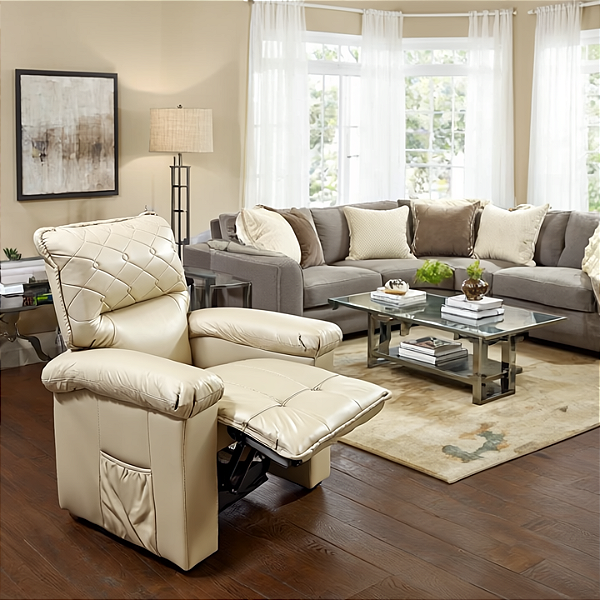 Poltrona - Do Papai Reclinável - Gávea -  Tec.Sintetico Liso PU  (Bege)