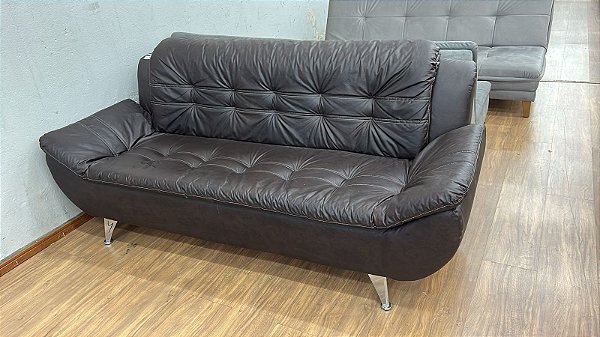 Sofá 3 Lugares (Corino Marrom)