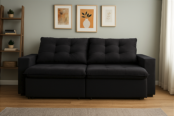 Sofá - Magnum - 2,00m - Tec.Platinum (Preto)