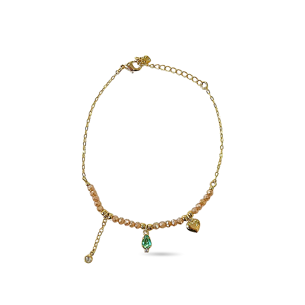 PULSEIRA COM CRISTAIS NUDE E PINGENTE ZIRCÔNIA