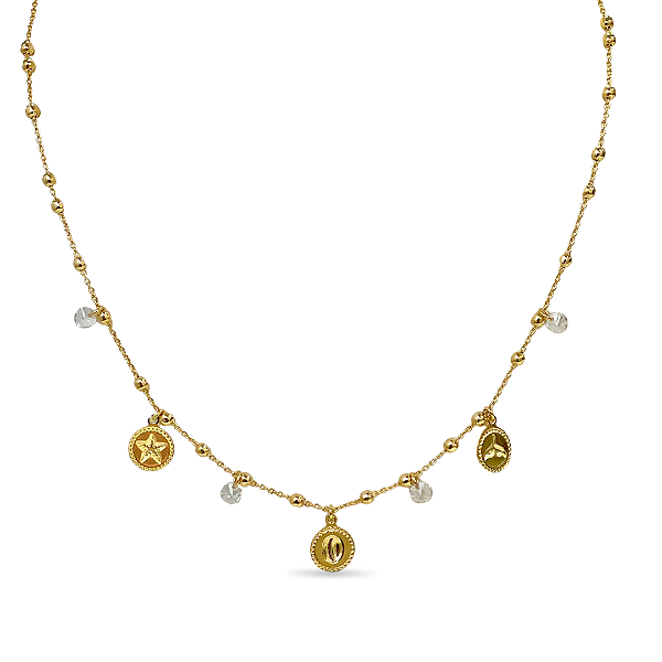 COLAR CHOKER PINGENTES FUNDO DO MAR E ZIRCÔNIAS