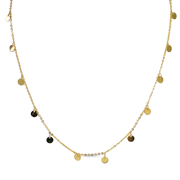 COLAR MOEDAS PLANAS DOURADAS