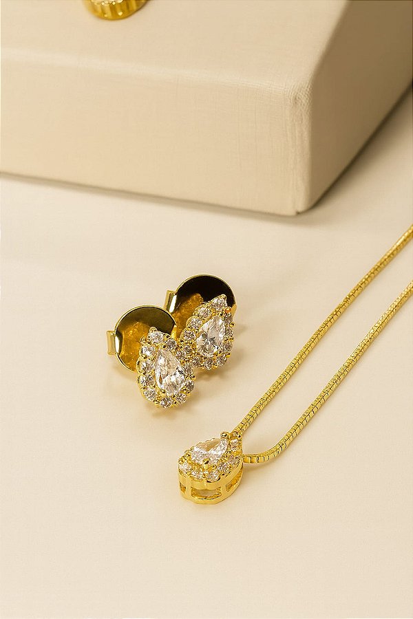 CONJUNTO GOTA CRAVEJADA DE ZIRCÔNIAS