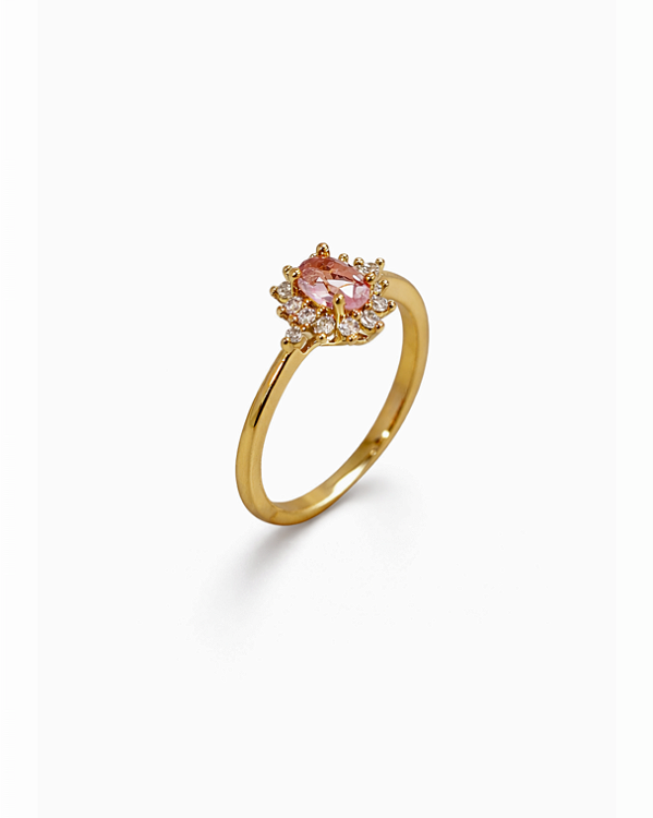 ANEL CHUVEIRO OVAL DE ZIRCÔNIAS ROSA E BRANCAS