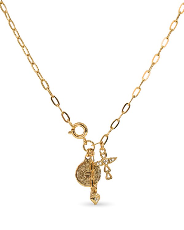 COLAR RELIGIOSO PAI NOSSO PINGENTES E CRUZ EM ZIRCÔNIAS